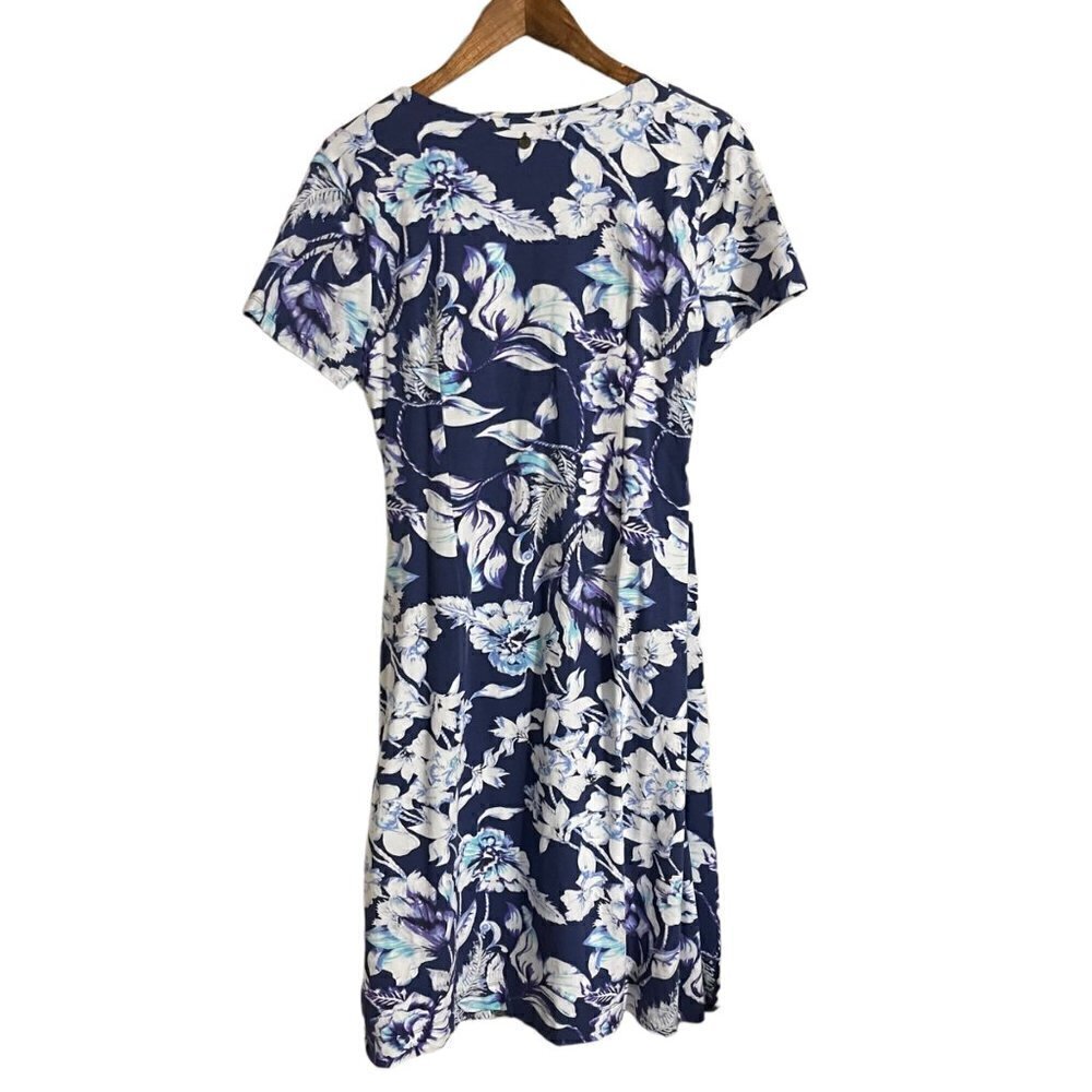 Soft Surroundings Womens Blue Faux Wrap Shapely Anywhere Floral Dress Medium - Picture 8 of 8